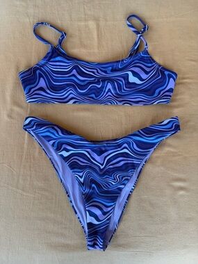 H&M Blue and Purple Wave Bikini